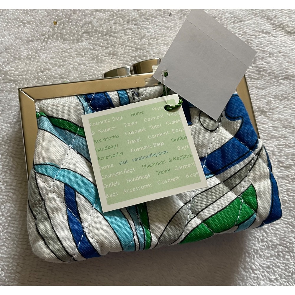 Lot 2 Vera Bradley Cosmetic Bag & Coin Purse "Retired"2006 Java Blue, Medit.Blue - Picture 7 of 12
